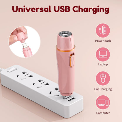 4 in 1 Women Electric Shavers, Hair Trimmer for Pubic, Legs, Arm, Underarm, Bikini, Face Shaver for Women, Rechargeable Hair Removal Epliators, Birthday, Christmas, Gifts (Pink)
