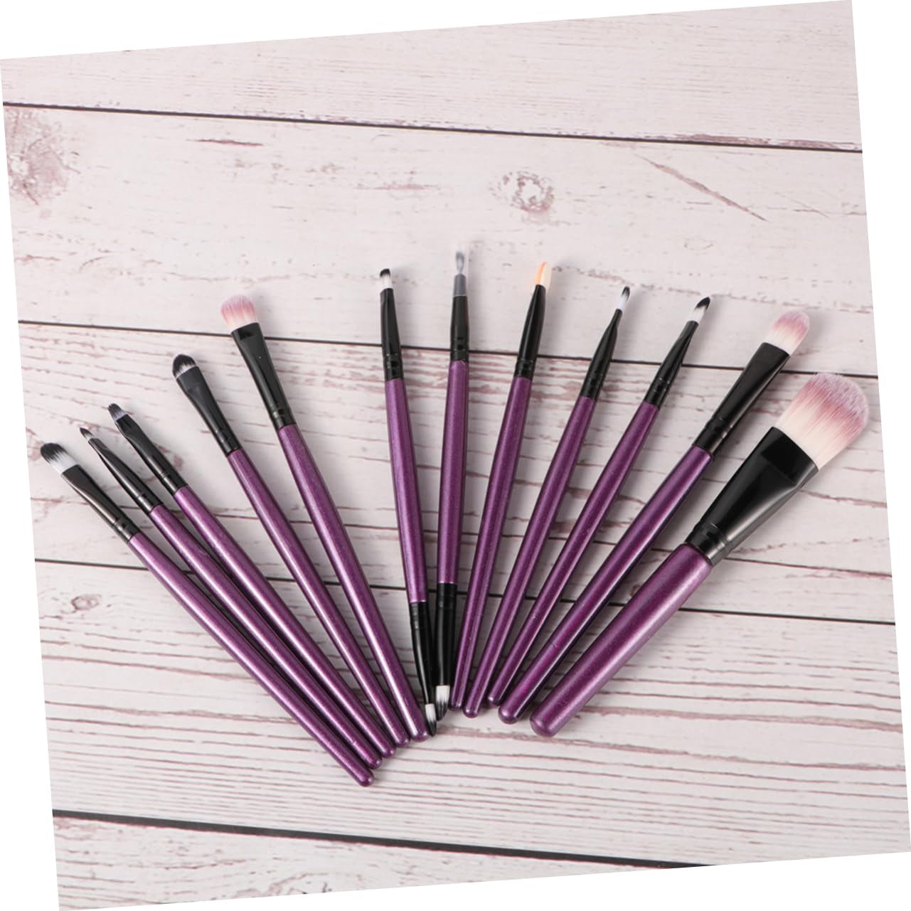 12Pcs Makeup Brush Wooden Handle Angled Blush Brush and Case Professional Cosmetics Kit for Women