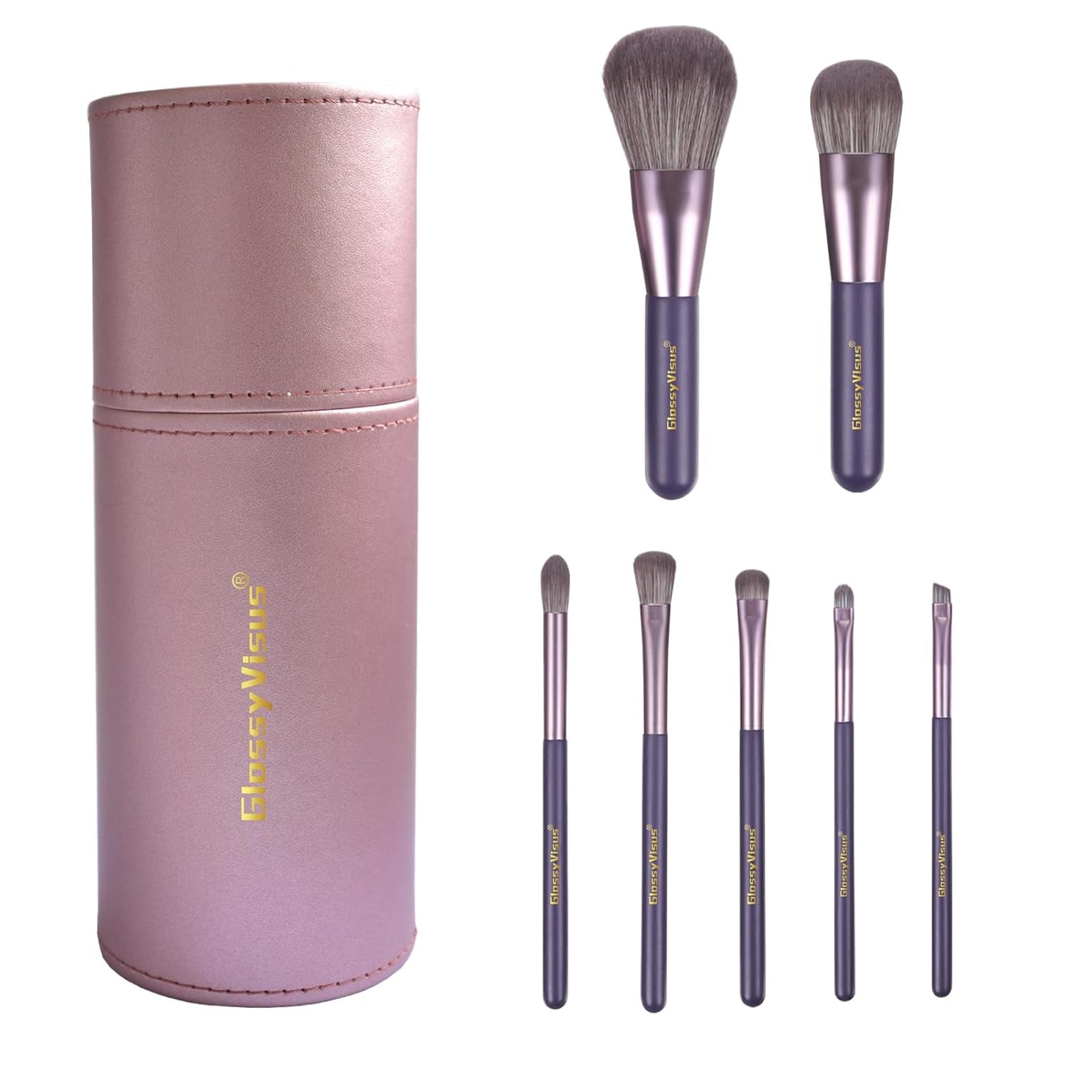 Makeup Brushes Set Professional 7Pcs,Premium Synthetic Foundation Brush, Eyebrow and Lip Brush,Beauty Tools Kit for Women,Holder Package for Travel Makeup and Women Gifts (Purple)