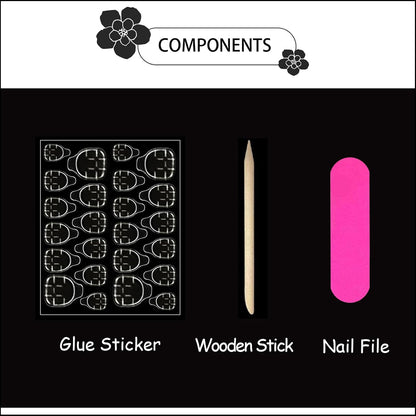 Black Press on Nails Medium Almond Fake Nails Matte False Nails Press Ons with Designs French Tip Acrylic Full Cover Glue on Nails Halloween Stick on Nail for Women Manicure 24 Pcs