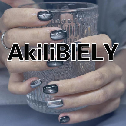 French Tip Press on Nails - Square Medium Long Brown Pink Heart Rhinestone False Nails - Women'S Glue on Acrylic Gel Stick on Glitter Fantasy Wedding Birthday