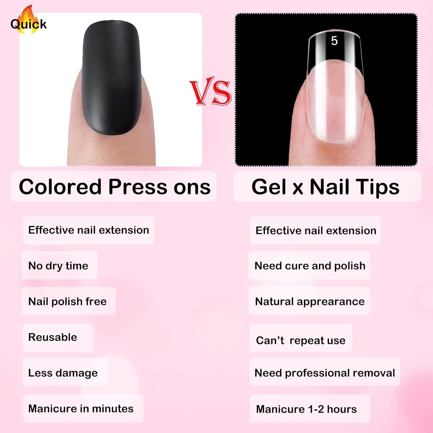 360Pc Square Press on Nails with Glue Tabs, Medium Squoval Artificial Nails Black Acrylic Press Ons