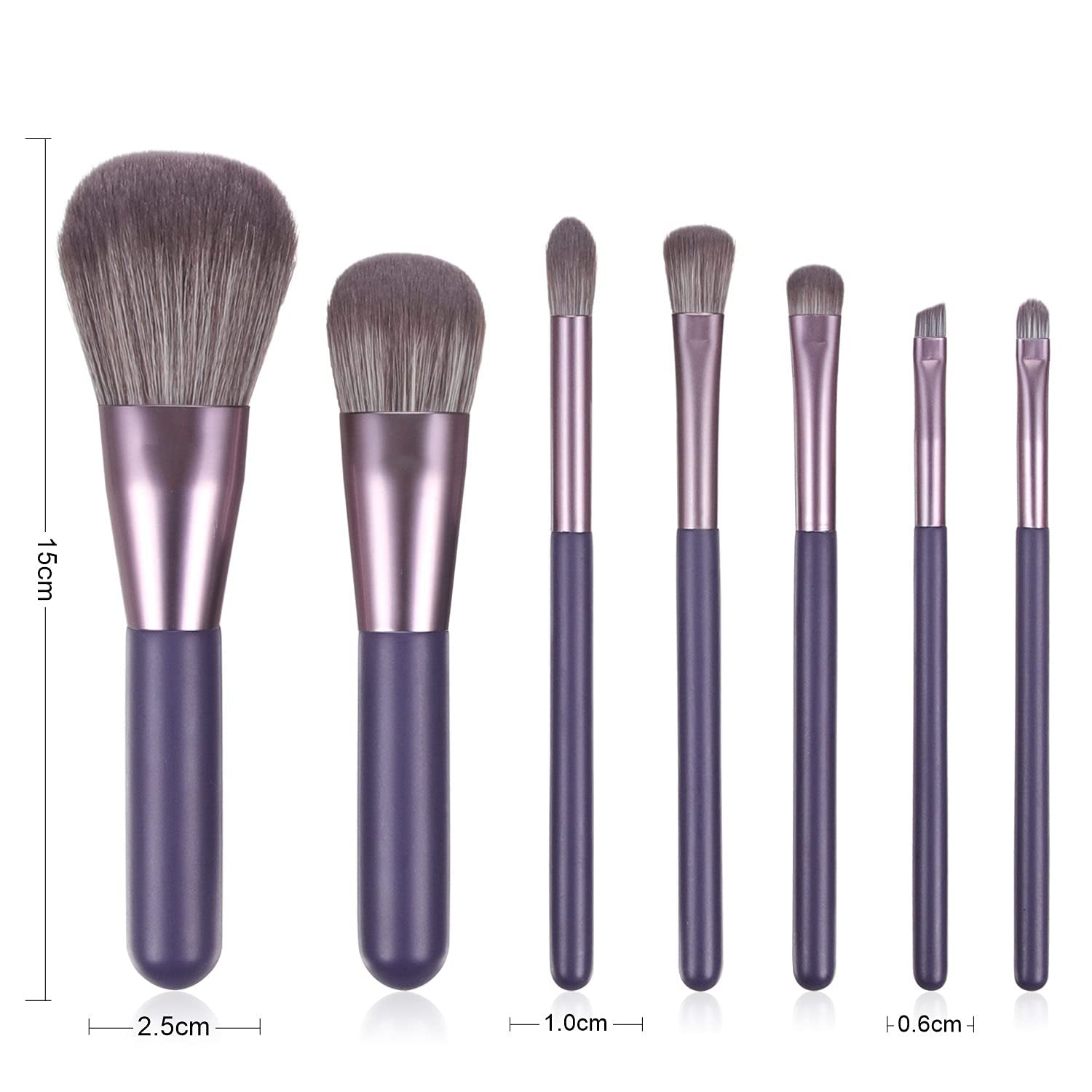 Makeup Brushes Set Professional 7Pcs,Premium Synthetic Foundation Brush, Eyebrow and Lip Brush,Beauty Tools Kit for Women,Holder Package for Travel Makeup and Women Gifts (Purple)