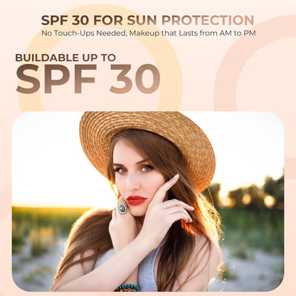 5Pc KIT W/Face BRUSH (PINK BISQUE) Mineral Makeup Set Full Size Powder Bare Skin Matte Foundation