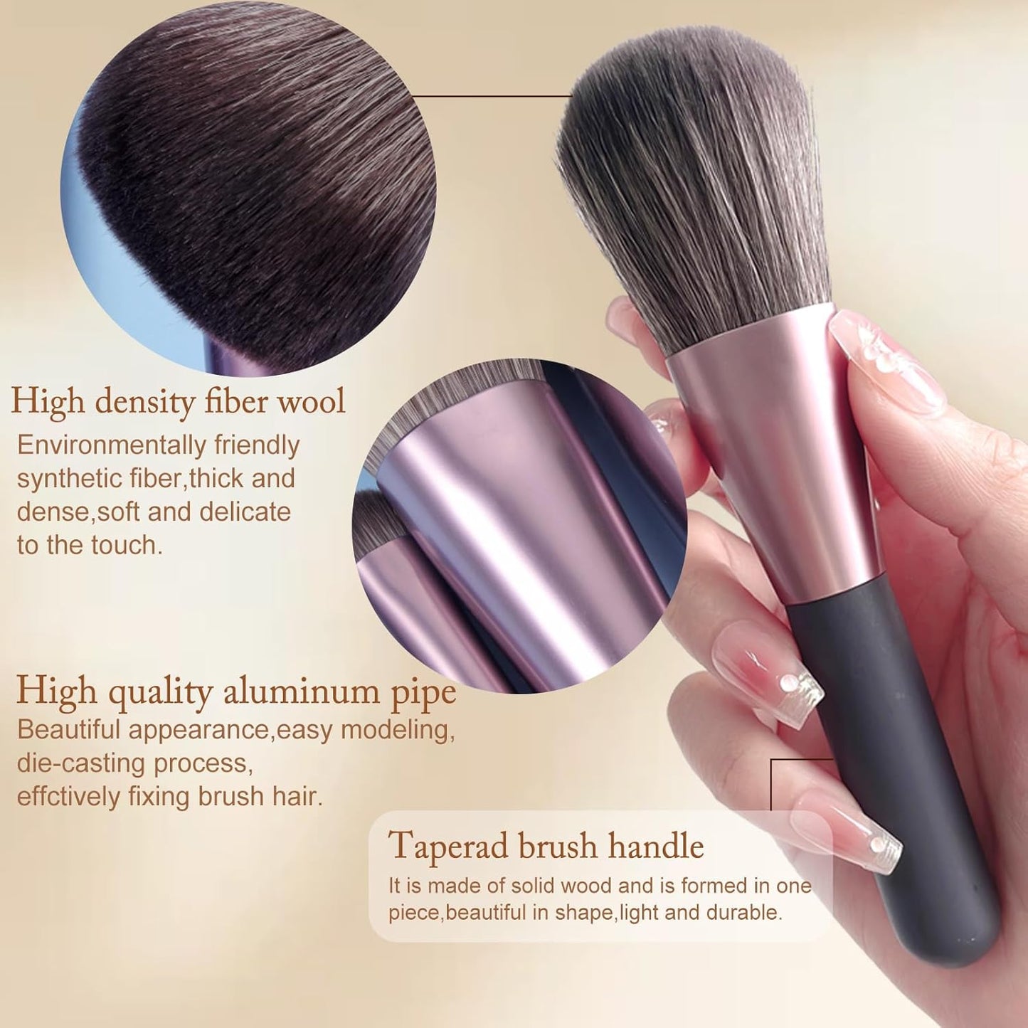 Makeup Brushes Set Professional 7Pcs,Premium Synthetic Foundation Brush, Eyebrow and Lip Brush,Beauty Tools Kit for Women,Holder Package for Travel Makeup and Women Gifts (Purple)