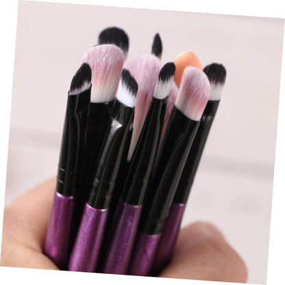 12Pcs Makeup Brush Wooden Handle Angled Blush Brush and Case Professional Cosmetics Kit for Women